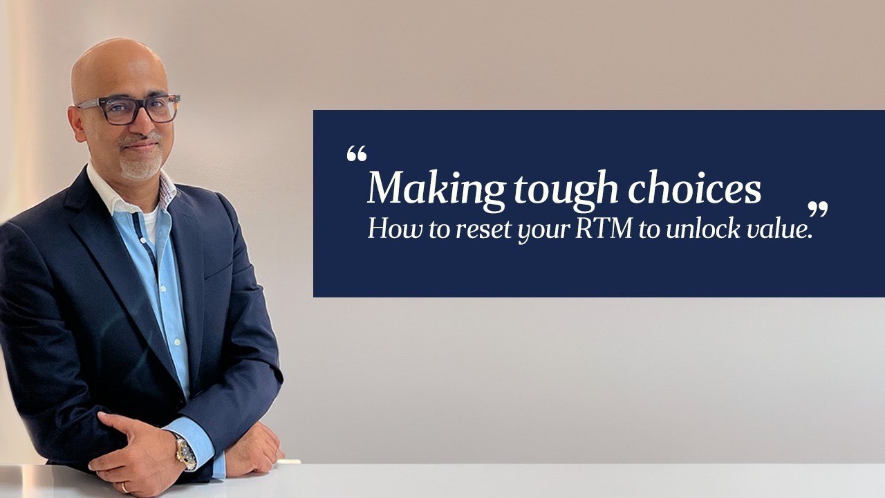 Tom Thomas alongside “Making tough choices. How to reset your RTM to unlock value.”